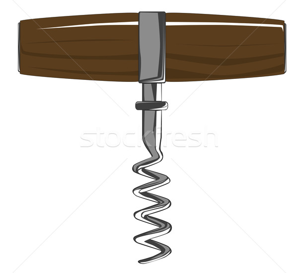Corkscrew with wooden handle Stock photo © Bigalbaloo