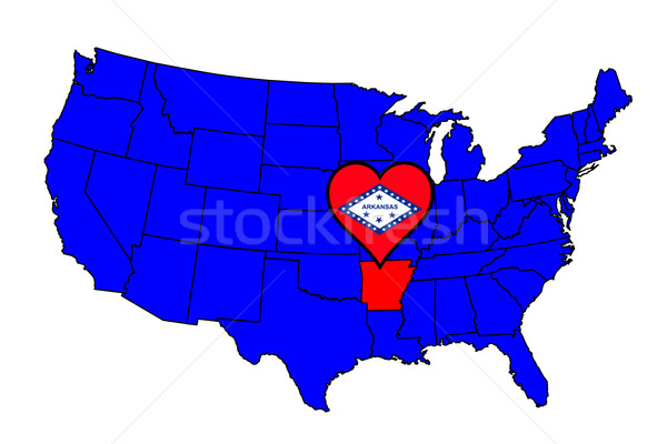 Stock fotó: Arkansas · skicc · ikon · szett · térkép · Egyesült · Államok
