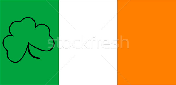 Irish Flag With Shamrock Outline Stock photo © Bigalbaloo