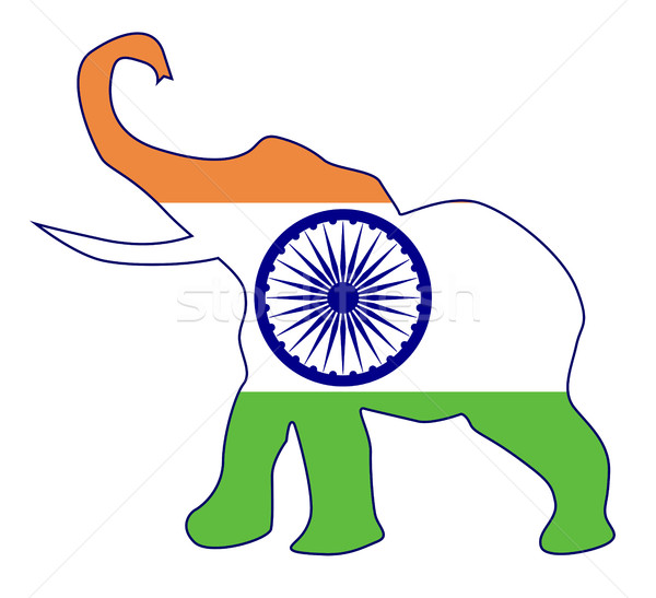 Сток-фото: индийской · слон · флаг · изолированный · белый