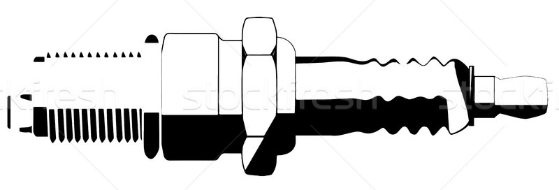 Auto vonk plug zwart wit tekening geïsoleerd Stockfoto © Bigalbaloo