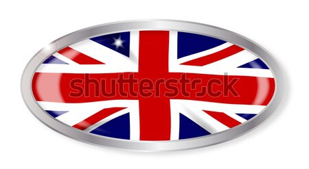 Union jack oval botão prata bandeira isolado Foto stock © Bigalbaloo