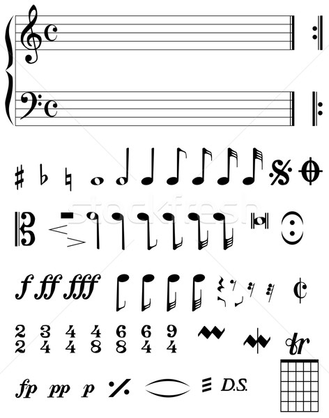Manuscript lijnen objecten muziek merkt Stockfoto © Bigalbaloo