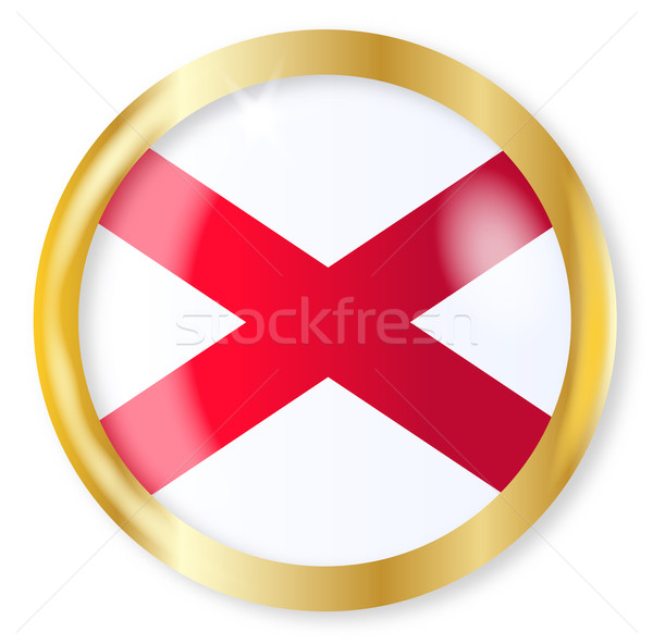 Alabama bandera botón oro metal circular Foto stock © Bigalbaloo