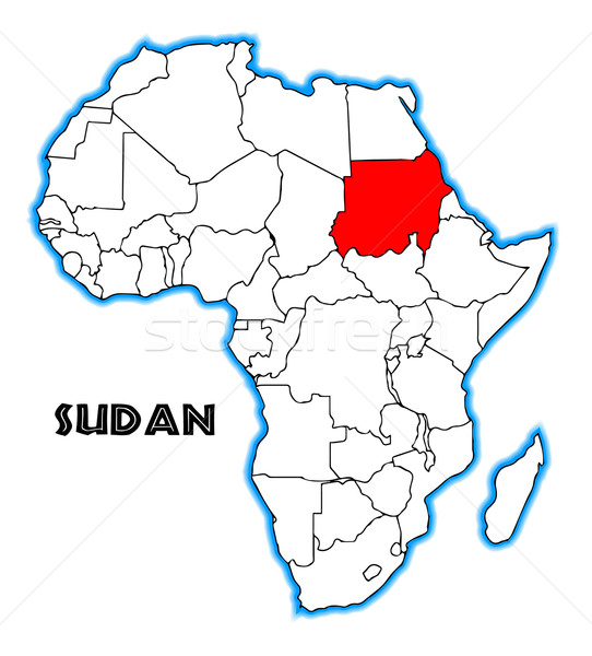 Sudan contorno mappa africa bianco nero Foto d'archivio © Bigalbaloo