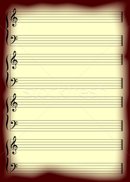 Oude manuscript musical personeel bar tekening Stockfoto © Bigalbaloo