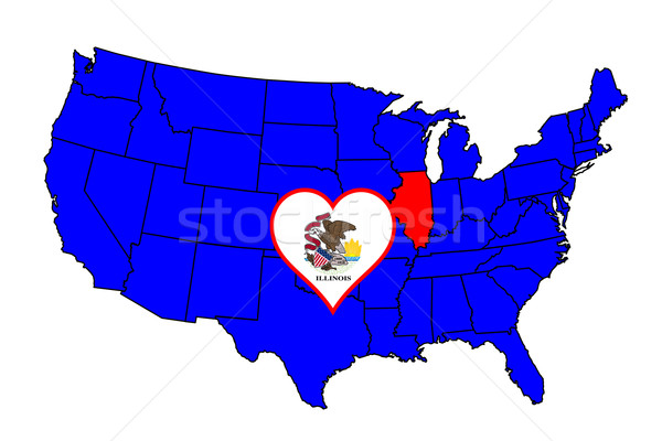 Illinois ikon ayarlamak harita Amerika Birleşik Devletleri Stok fotoğraf © Bigalbaloo