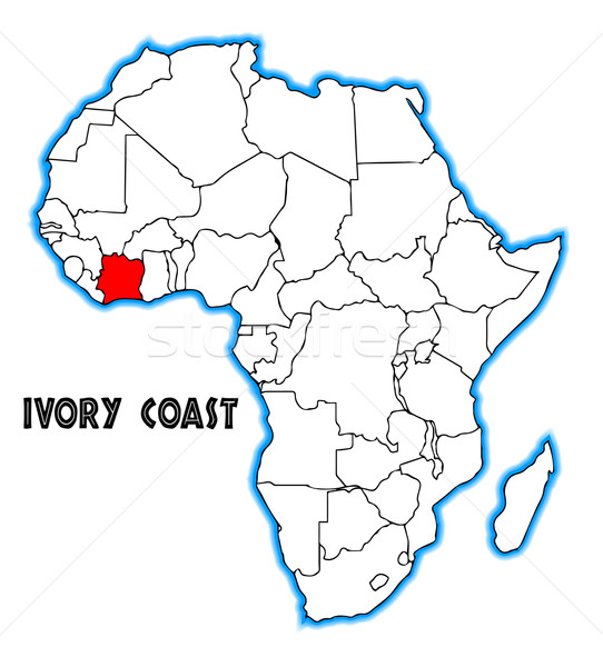 Costa d'Avorio contorno mappa africa bianco nero Foto d'archivio © Bigalbaloo