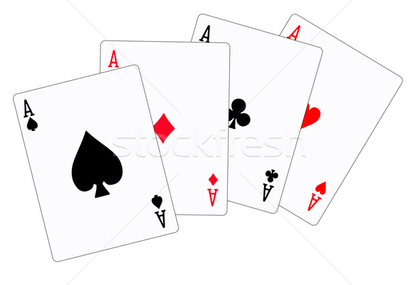 Vier Asse Packung Spielkarten rot Karte Stock foto © Bigalbaloo