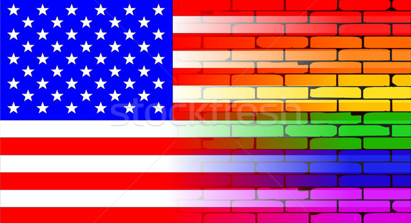 Eşcinsel gökkuşağı duvar amerikan bayrağı iyi Stok fotoğraf © Bigalbaloo
