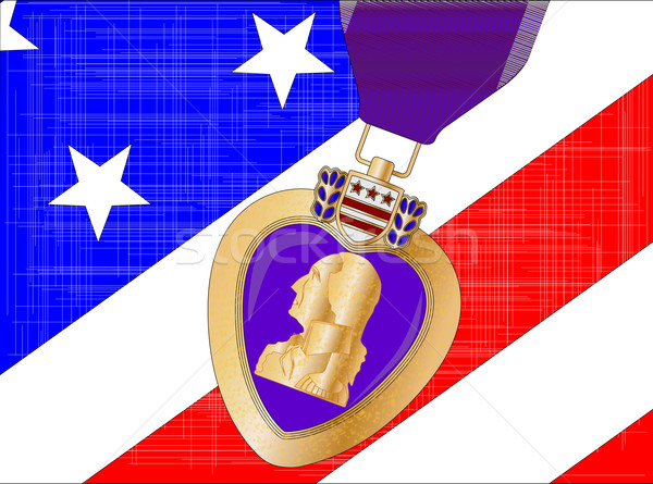 Stock photo: Flag and Purple Heart