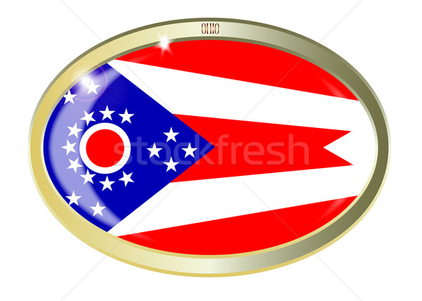 Stock foto: Ohio · Flagge · oval · Taste · Metall · isoliert