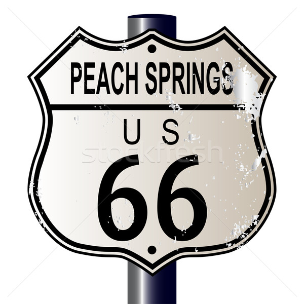 Foto stock: Pêssego · route · 66 · assinar · sinaleiro · branco · lenda