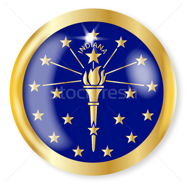 Indiana zászló gomb arany fém körkörös Stock fotó © Bigalbaloo