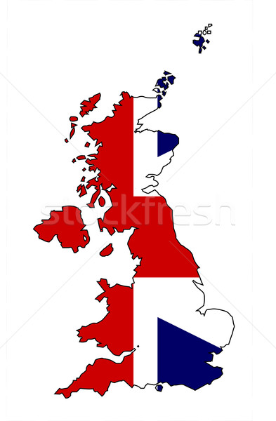 [[stock_photo]]: Royaume-Uni · carte · pavillon · Angleterre · Écosse