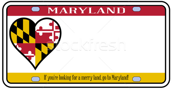 Maryland tablica rejestracyjna kolory banderą ikona biały Zdjęcia stock © Bigalbaloo