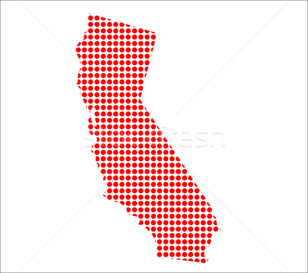 Foto stock: Rojo · punto · mapa · California · fondo · metal