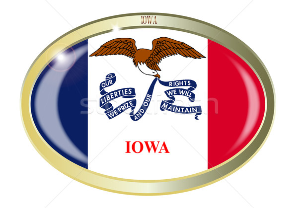 Iowa State Flag Oval Button Stock photo © Bigalbaloo