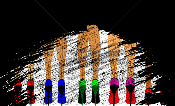 Beine Regen fünf Paar Damen stehen Stock foto © Bigalbaloo