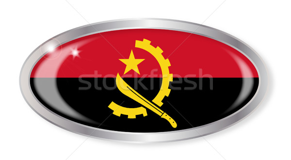 Angola bandiera ovale pulsante argento isolato Foto d'archivio © Bigalbaloo