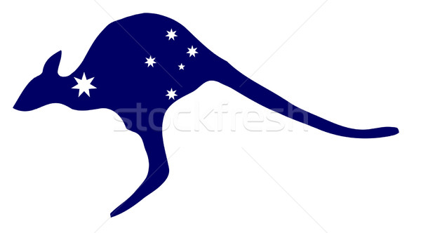 袋鼠 旗 明星 跳躍 側影 澳大利亞的 商業照片 © Bigalbaloo