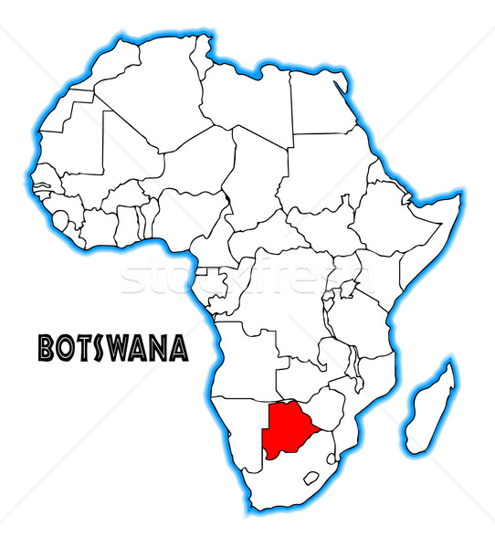 Botswana contorno mappa africa bianco rosso Foto d'archivio © Bigalbaloo