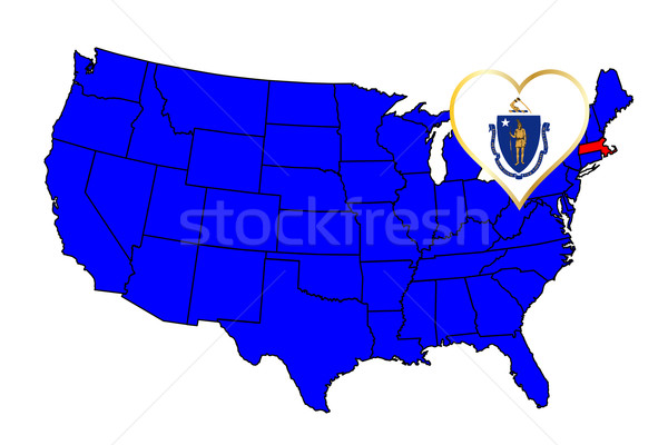 Массачусетс икона набор карта Соединенные Штаты Сток-фото © Bigalbaloo