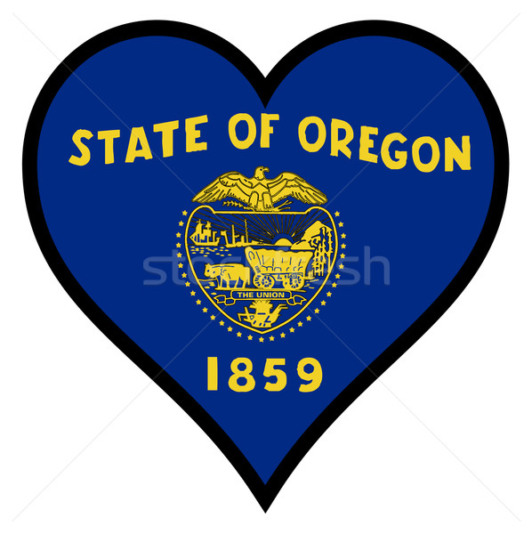 Sevmek Oregon bayrak kalp tüm beyaz Stok fotoğraf © Bigalbaloo