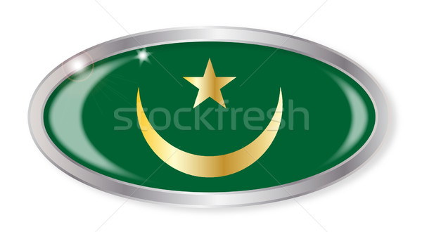 Мавритания флаг овальный кнопки серебро изолированный Сток-фото © Bigalbaloo