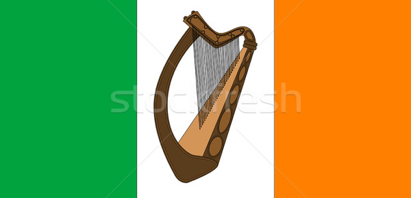 Stockfoto: Ierse · vlag · harp · Ierland · centrum · ontwerp