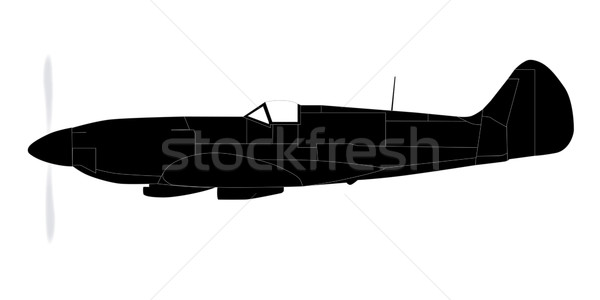 Lutador avião silhueta mundo guerra Foto stock © Bigalbaloo