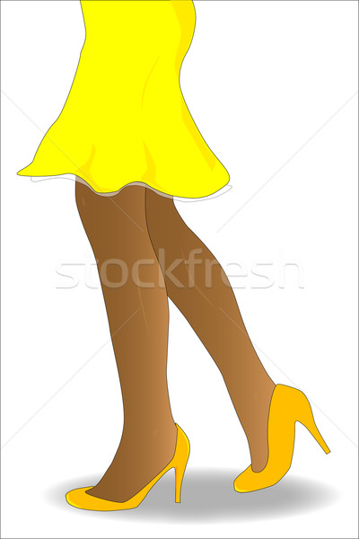 Сток-фото: желтый · юбка · женщину · высокий · женщины · моде