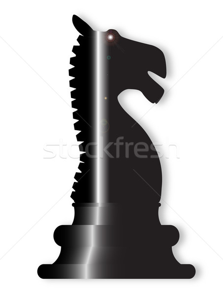 şah cavaler set alb cal negru Imagine de stoc © Bigalbaloo