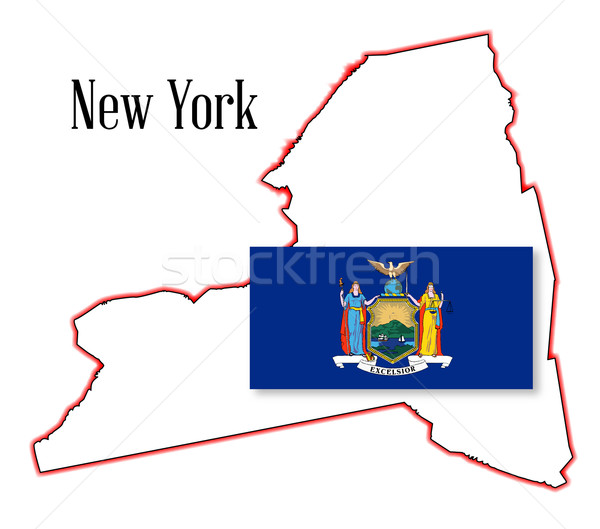 Stock photo: New York State Map and Flag