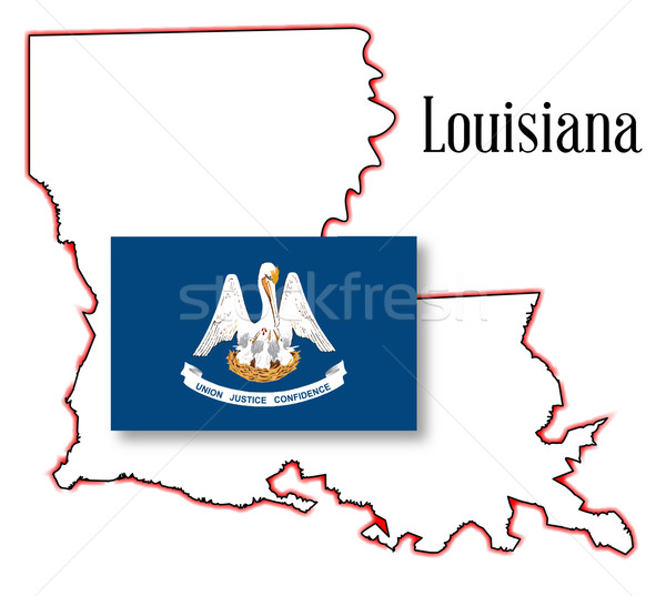 Louisiana State Map and Flag Stock photo © Bigalbaloo