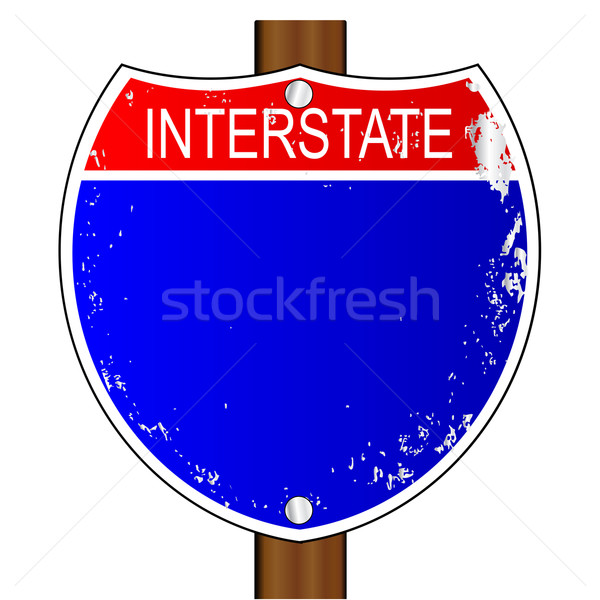 Stockfoto: Interstate · teken · witte · snelweg · verkeer · tekening