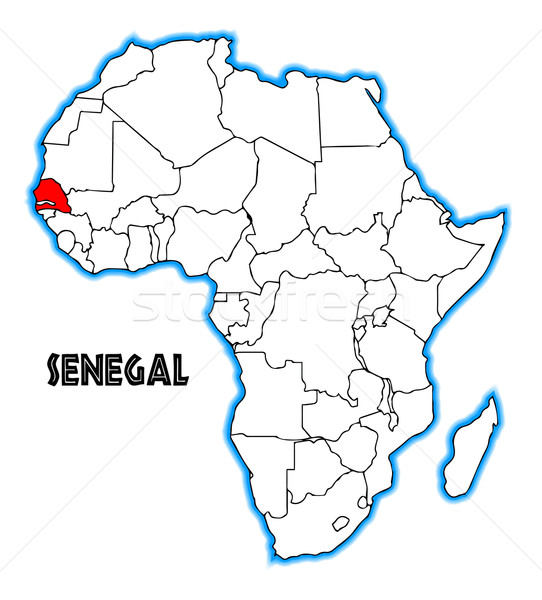 Szenegál skicc térkép Afrika fehér fekete Stock fotó © Bigalbaloo