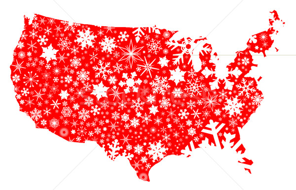 America hartă Crăciun roşu siluetă Statele Unite Imagine de stoc © Bigalbaloo