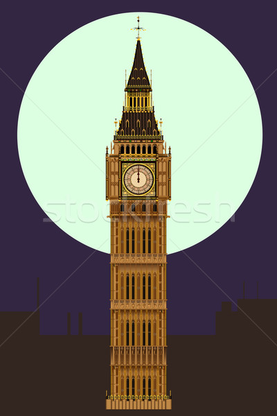 Big Ben éjfél London tájékozódási pont telihold művészet Stock fotó © Bigalbaloo