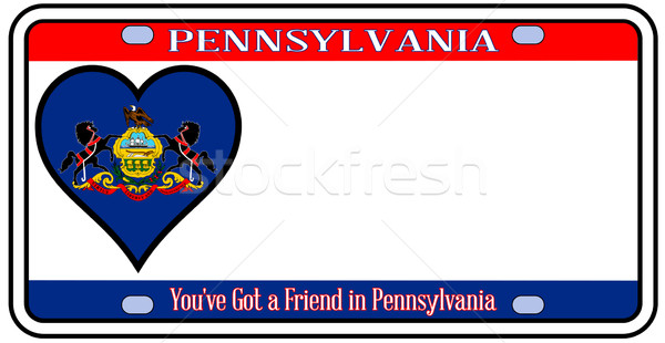 Stok fotoğraf: Pensilvanya · plaka · renkler · bayrak · simgeler · beyaz
