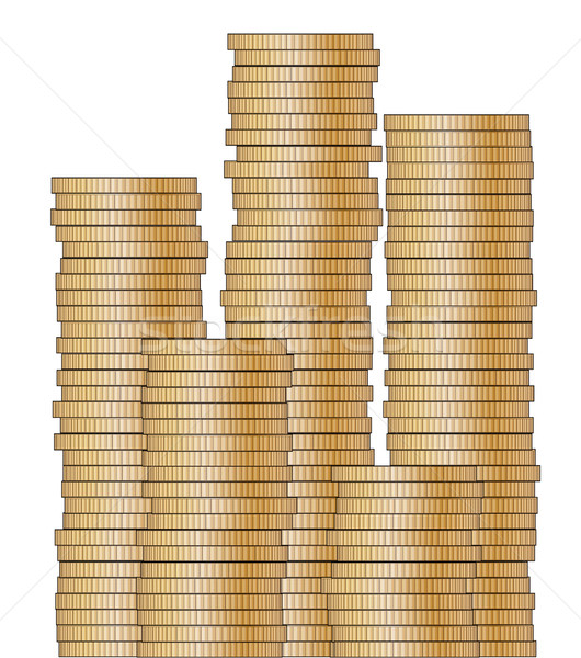 Stukken acht goud munten geïsoleerd witte Stockfoto © Bigalbaloo