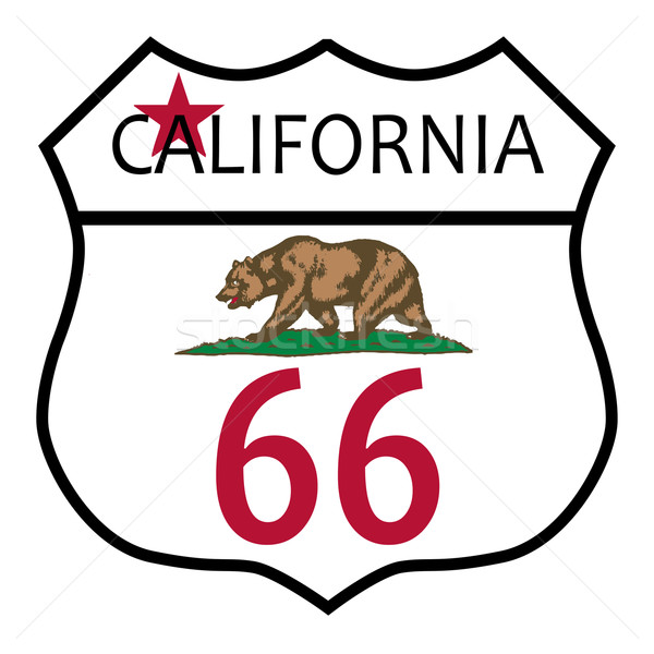 Route 66 California znak drogowy biały nazwa drogowego Zdjęcia stock © Bigalbaloo