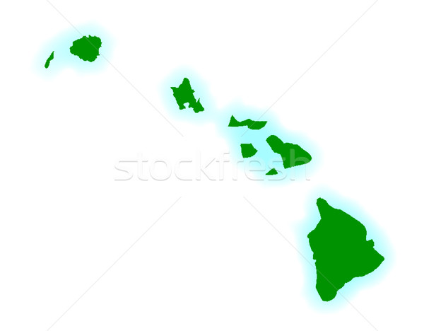 Foto d'archivio: Hawaii · contorno · mappa · bianco · disegno