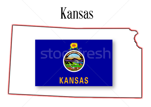 Kansas mappa bandiera bianco disegno grafica Foto d'archivio © Bigalbaloo