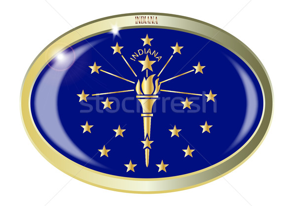 Indiana zászló ovális gomb fém izolált Stock fotó © Bigalbaloo