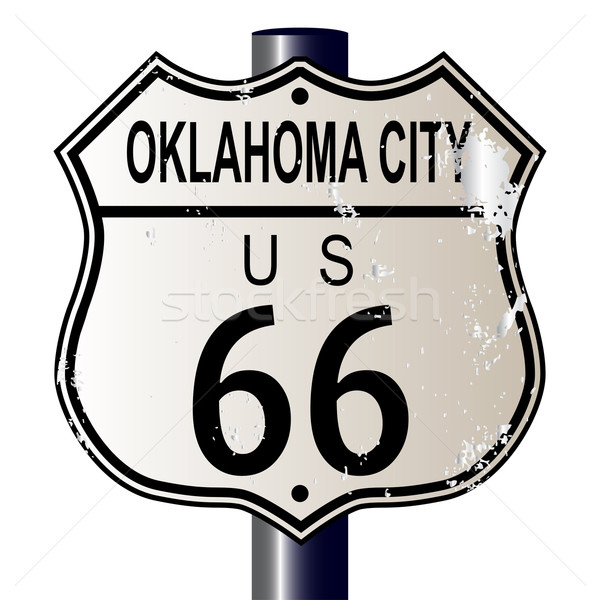 Оклахома город route 66 знак дорожный знак белый Сток-фото © Bigalbaloo
