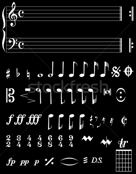 Musical negatív hangjegyek szimbólumok bár idő Stock fotó © Bigalbaloo