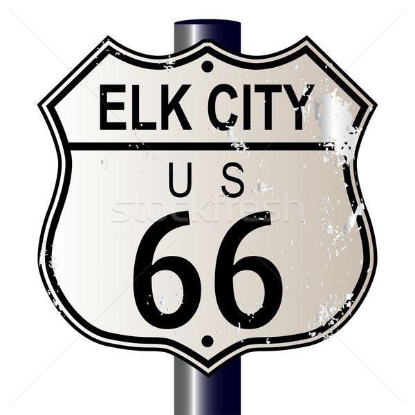 Miasta route 66 podpisania znak drogowy biały legenda Zdjęcia stock © Bigalbaloo