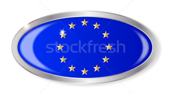 EU Flag Oval Button Stock photo © Bigalbaloo
