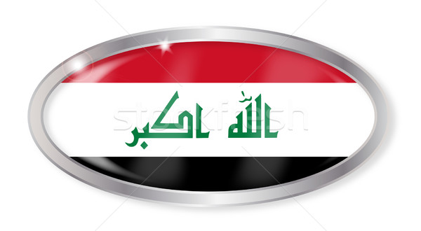 [[stock_photo]]: Irak · pavillon · ovale · bouton · argent · isolé